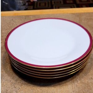 Set 5 Noritake Royale Claret China Salad Plates Set of five Gold Rim